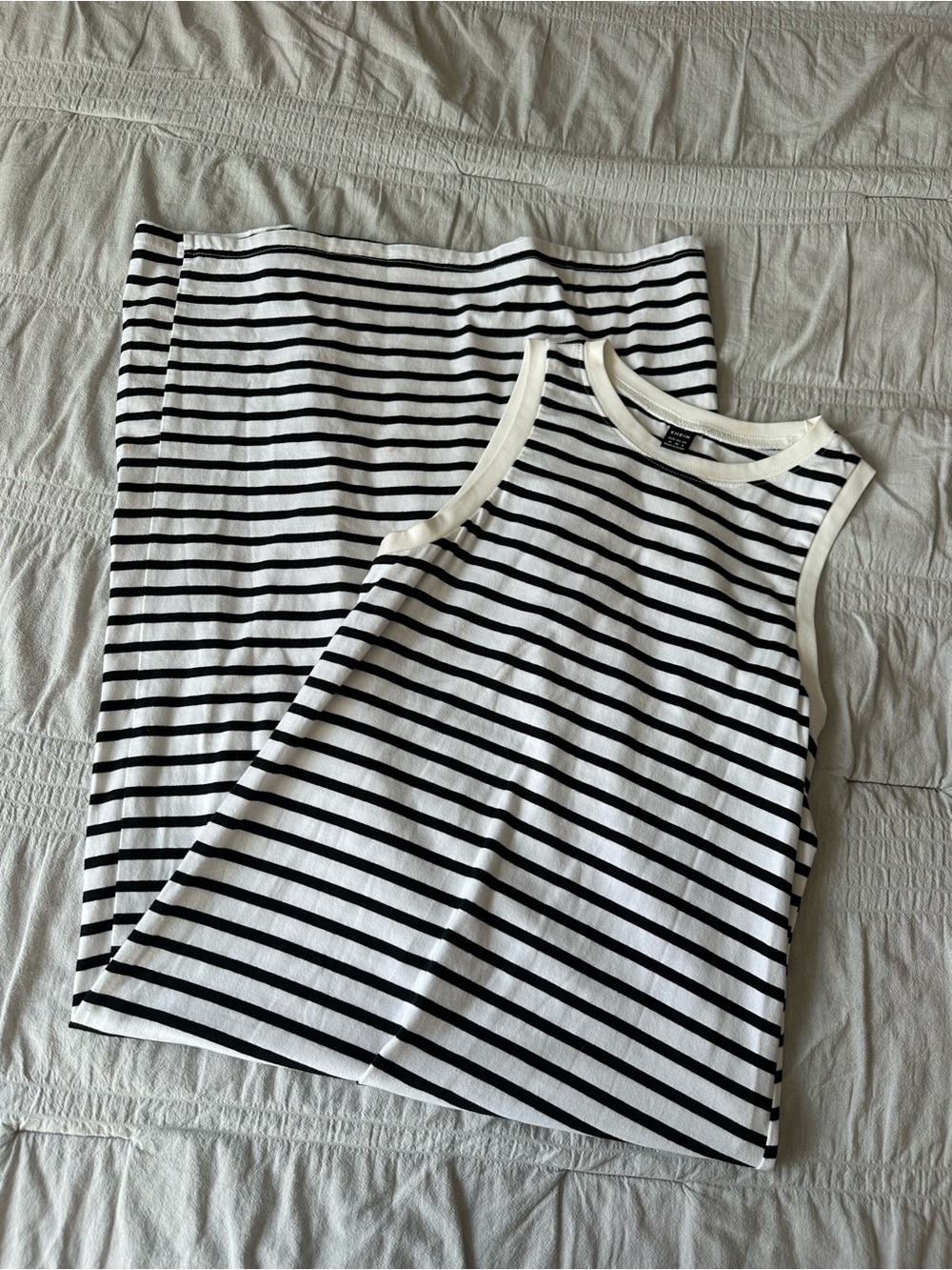 SHEIN Black & White Striped Midi Dress